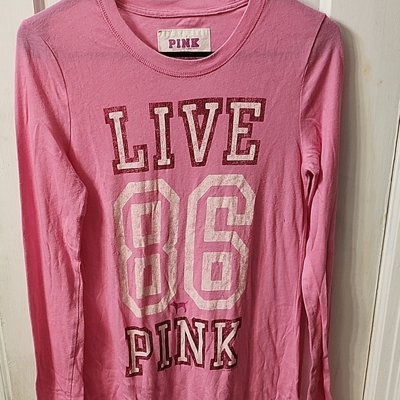PINK Victoria's Secret Womans Long Sleeve Tee  Sleepwear- Pink - Picture 1 of 7